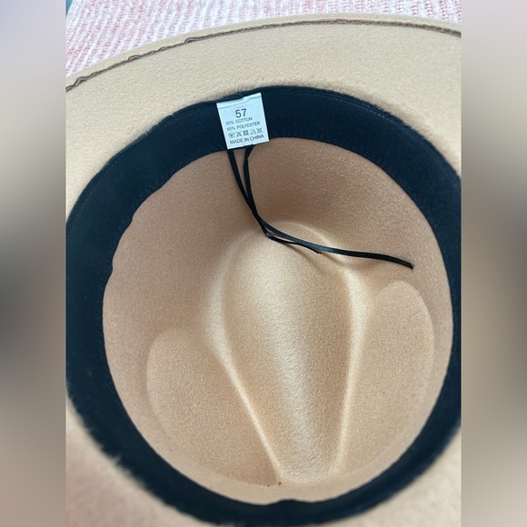 New Wide Brim Hat Classic Outdoor Tan Brown Hats w Belt Buckle Wool - Picture 6 of 7